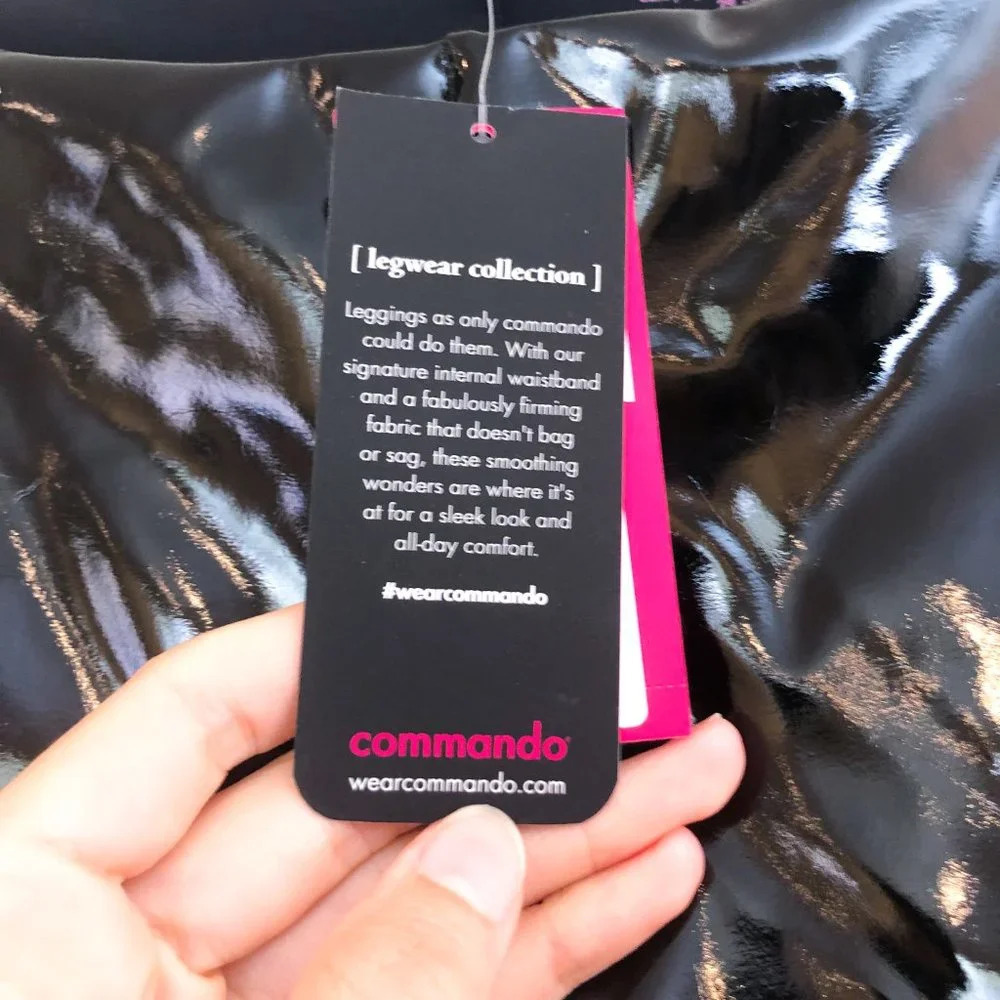 Commando Faux Leather Black Shine High Waist Classic Compression Leggings S NWT - Picture 5 of 9